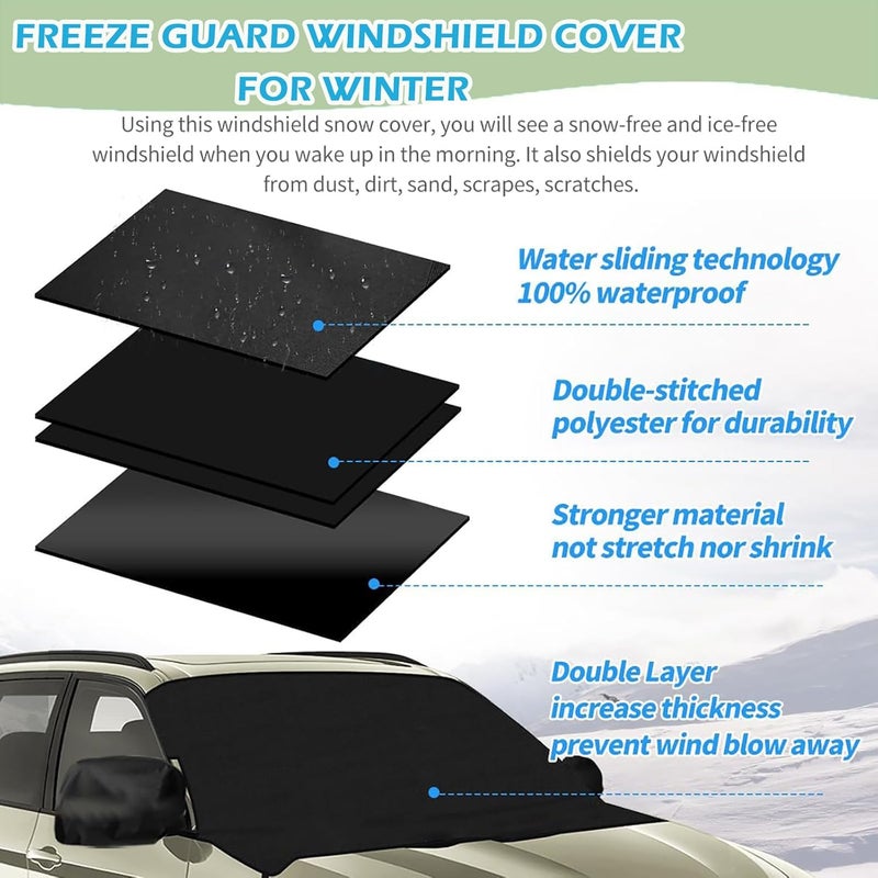 SLOGENTO Windshield Cover for Ice and Snow for 2016-2024 2025 2026 Mercedes-Benz Metris Van Windshield Covers SagProof Protector fits Metris Accessories Sunscreen Snow Cover with Rear Mirror Cover - Image 4
